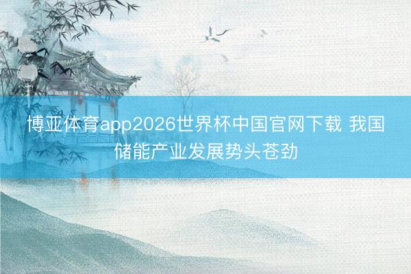 博亚体育app2026世界杯中国官网下载 我国储能产业发展势头苍劲